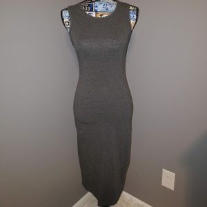 Discreet Gray Sleeveless Bodycon Midi Dress